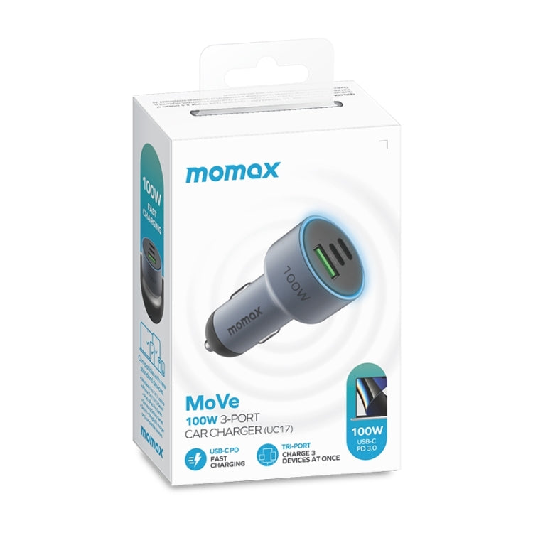 MOMAX UC17E 100W USB-C / Type-C x 2 + USB Three Ports Car Charger Eurekaonline