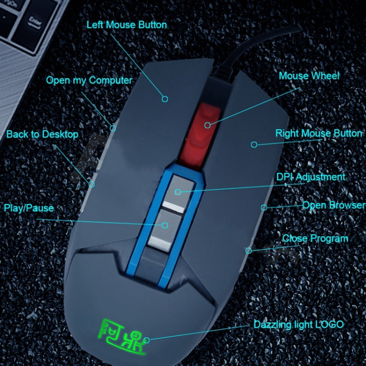 MOS9T 9 Keys 1600DPI Custom Mouse Built-in U Disk + Temperature Humidity Sensor, Cable Length: 2m Eurekaonline