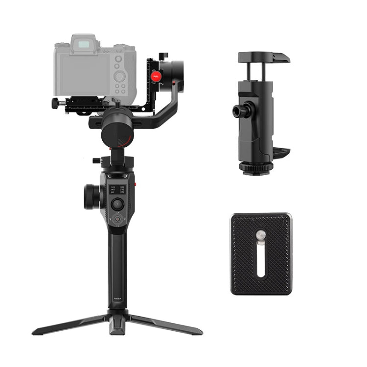 MOZA AirCross 2 Professional 3 Axis Handheld Gimbal Stabilizer with Phone Clamp + Quick Release Plate for DSLR Camera and Smart Phone, Load: 3.2kg(Black) Eurekaonline