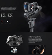 MOZA AirCross 2 Standard 3 Axis Handheld Gimbal Stabilizer for DSLR Camera, Load: 3.2kg(Black) Eurekaonline