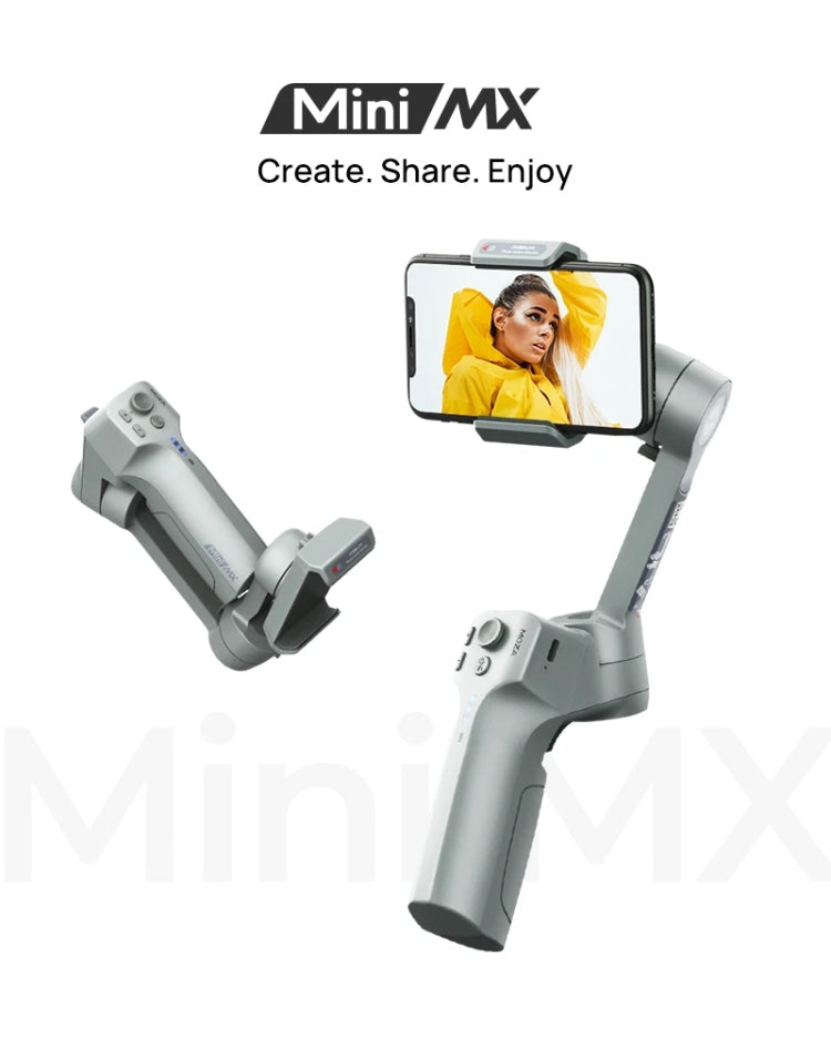 MOZA Mini MX 3 Axis Foldable Handheld Gimbal Stabilizer for Action Camera and Smart Phone(Grey) Eurekaonline
