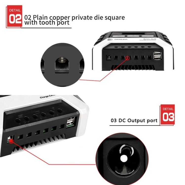 MPPT Solar Controller 12V / 24V / 48V Automatic Identification Charging Controller with Dual USB Output, Model:30A Eurekaonline