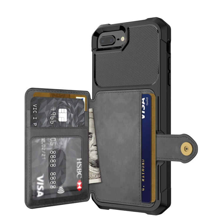 Magnetic Wallet Card Bag Leather Case For iPhone 8 Plus / 7 Plus / 6 Plus(Black) Eurekaonline