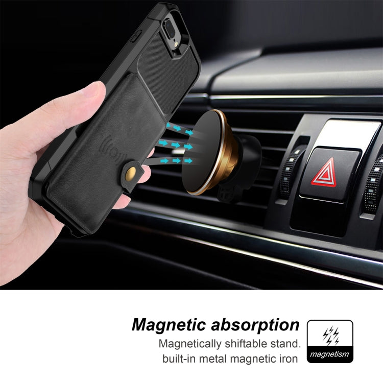 Magnetic Wallet Card Bag Leather Case For iPhone 8 Plus / 7 Plus / 6 Plus(Black) Eurekaonline