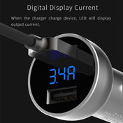 Mcdodo CC-3871 2-Ports USB LED Smart Digital Display Car Charger, For iPhone, iPad, Samsung, HTC, Sony, LG, Huawei, Lenovo, and other Smartphones or Tablet(Silver) Eurekaonline