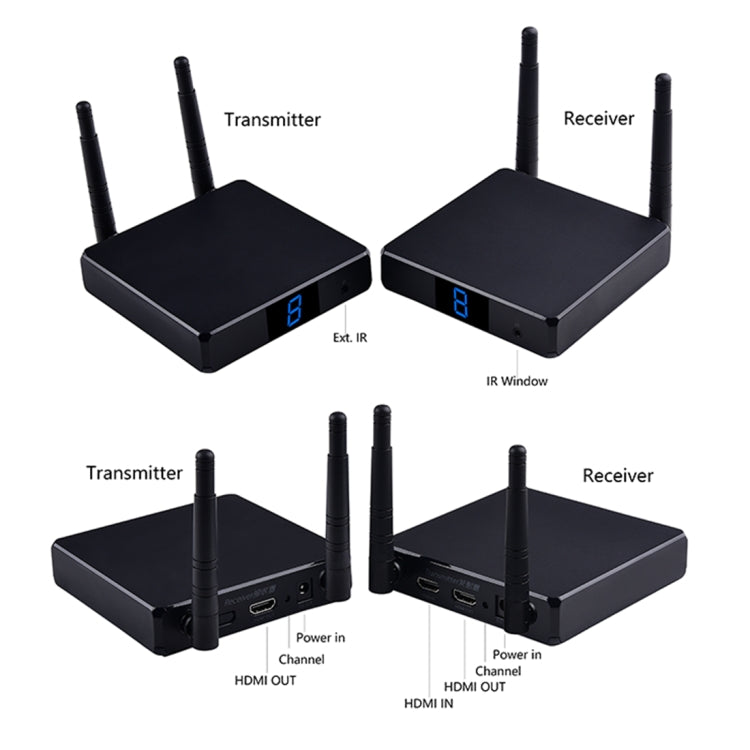 Measy FHD686 Full HD 1080P 3D 5-5.8GHz Wireless HDMI Transmitter (Transmitter + Receiver) with Display, Supports Infrared Remote Control & Wireless Same Screen Function, Transmission Distance: 200m Eurekaonline