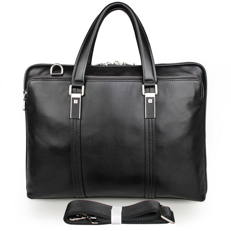 Men Business Cowhide Leather Handbag Lawyer Briefcase Messenger Bag Laptop Bag(Black) Eurekaonline