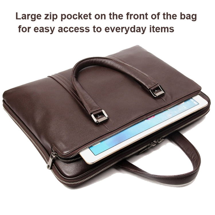 Men Business Cowhide Leather Handbag Lawyer Briefcase Messenger Bag Laptop Bag(Chocolate Color) Eurekaonline