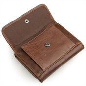 Men Casual Retro RFID Blocking Anti-Scanning Cowhide Leather Short Wallet(Chocolate Color) Eurekaonline