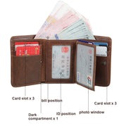 Men Casual Retro RFID Blocking Anti-Scanning Cowhide Leather Short Wallet(Coffee) Eurekaonline