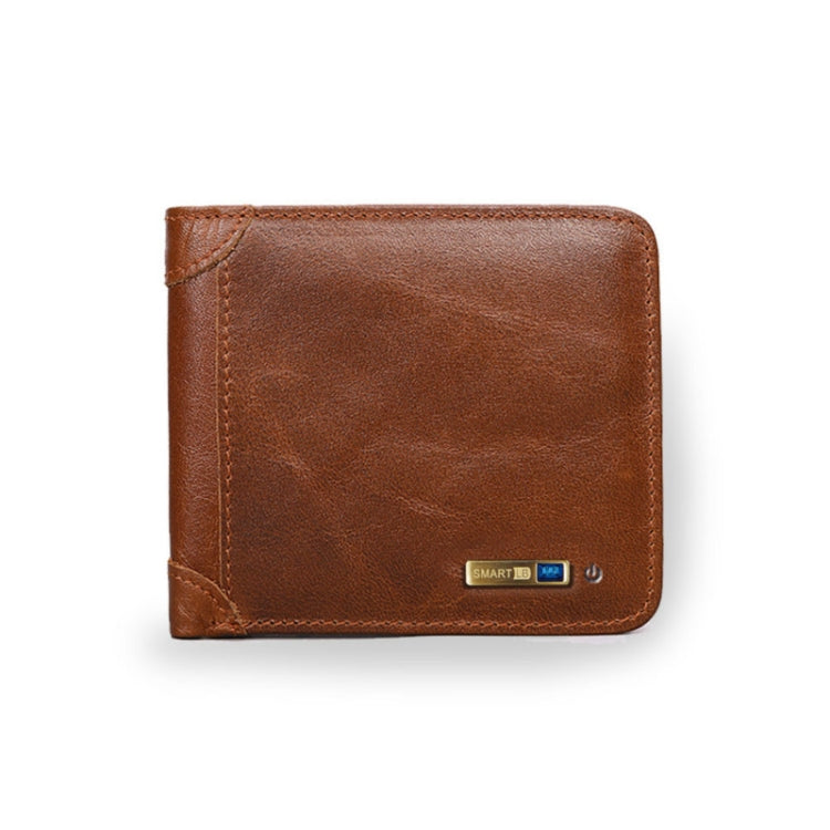 Men Leather Business Wallet Smart Anti-Lost Anti-Theft Wallet, Style:Smart(Light Brown) Eurekaonline