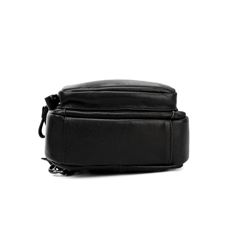Men Leather Chest Bag Retro Shoulder Bag(Black) Eurekaonline