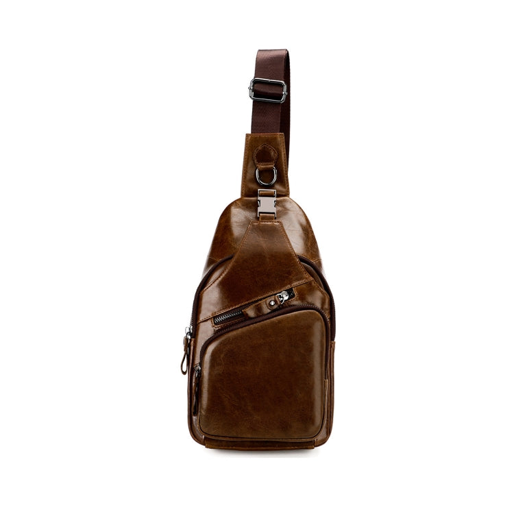 Men Leather Chest Bag Retro Shoulder Bag(Coffee) Eurekaonline