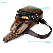 Men Leather Chest Bag Retro Shoulder Bag(Coffee) Eurekaonline