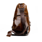 Men Leather Chest Bag Retro Shoulder Bag(Coffee) Eurekaonline