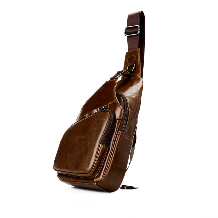 Men Leather Chest Bag Retro Shoulder Bag(Coffee) Eurekaonline
