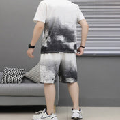 Men Loose Short Sleeve Shorts Casual Suit (Color:Black Size:L) Eurekaonline
