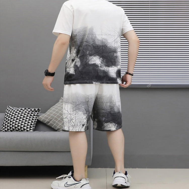 Men Loose Short Sleeve Shorts Casual Suit (Color:Black Size:XXXXXXXXL) Eurekaonline