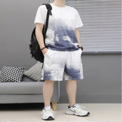 Men Loose Short Sleeve Shorts Casual Suit (Color:Light Grey Size:M) Eurekaonline