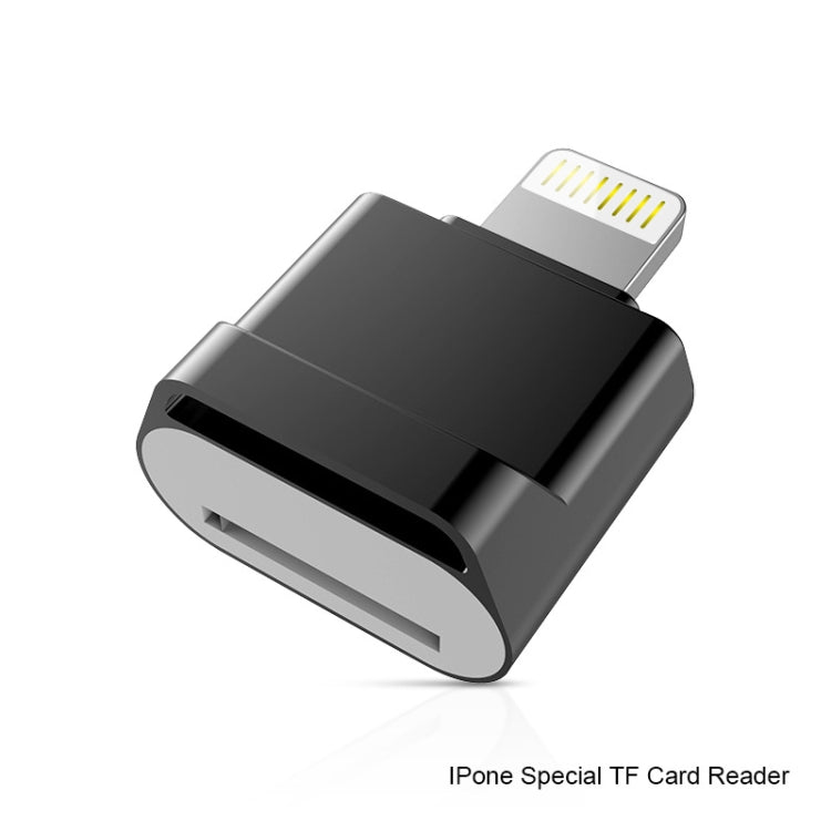 MicroDrive 8pin To TF Card Adapter Mini iPhone & iPad TF Card Reader, Capacity:128GB(Black) Eurekaonline