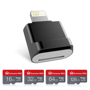 MicroDrive 8pin To TF Card Adapter Mini iPhone & iPad TF Card Reader, Capacity:128GB(Black) Eurekaonline