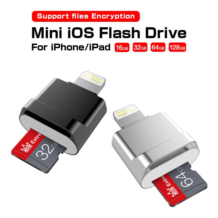 MicroDrive 8pin To TF Card Adapter Mini iPhone & iPad TF Card Reader, Capacity:128GB(Silver) Eurekaonline