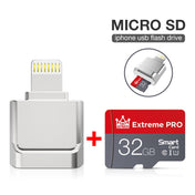 MicroDrive 8pin To TF Card Adapter Mini iPhone & iPad TF Card Reader, Capacity:128GB(Silver) Eurekaonline