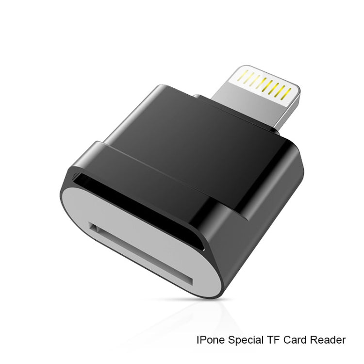 MicroDrive 8pin To TF Card Adapter Mini iPhone & iPad TF Card Reader, Capacity:64GB(Black) Eurekaonline