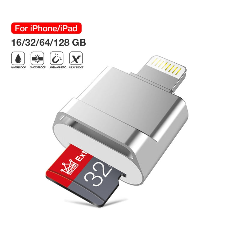 MicroDrive 8pin To TF Card Adapter Mini iPhone & iPad TF Card Reader, Capacity:64GB(Silver) Eurekaonline