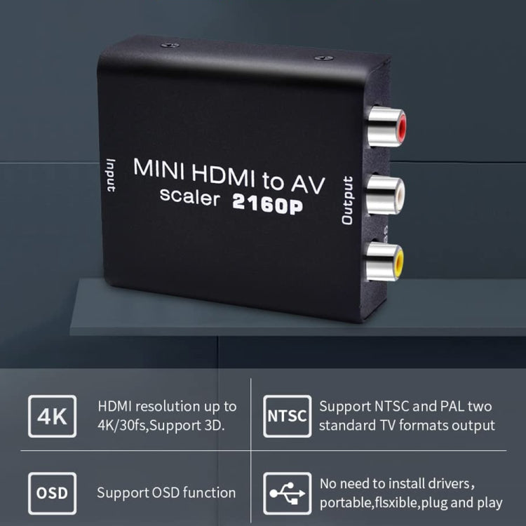 Mini HDMI to AV / CVBS Composite Video Signal Converter(Black) Eurekaonline