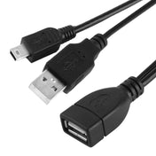 Mini USB Male + USB 2.0 AM to AF Cable with OTG Function, Length: 30cm / 35cm Eurekaonline