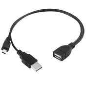 Mini USB Male + USB 2.0 AM to AF Cable with OTG Function, Length: 30cm / 35cm Eurekaonline