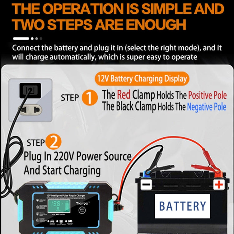 Motorcycle / Car Battery Smart Charger with LCD Creen, Plug Type:AU Plug(Blue) Eurekaonline