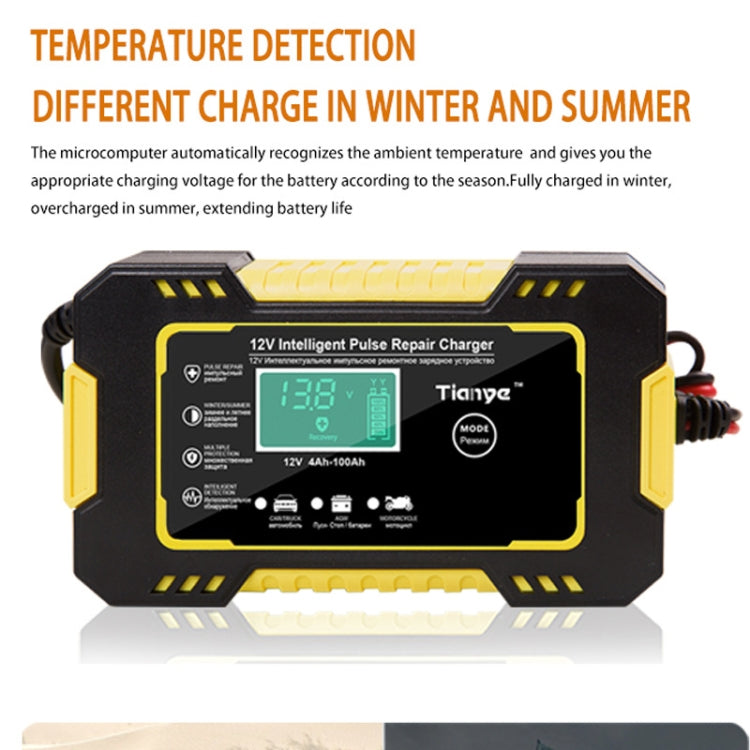 Motorcycle / Car Battery Smart Charger with LCD Creen, Plug Type:AU Plug(Yellow) Eurekaonline