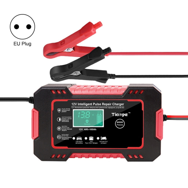 Motorcycle / Car Battery Smart Charger with LCD Creen, Plug Type:EU Plug(Red) Eurekaonline