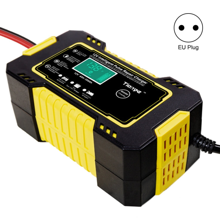  Car Battery Smart Charger with LCD Creen, Plug Type:EU Plug(Yellow) Eurekaonline