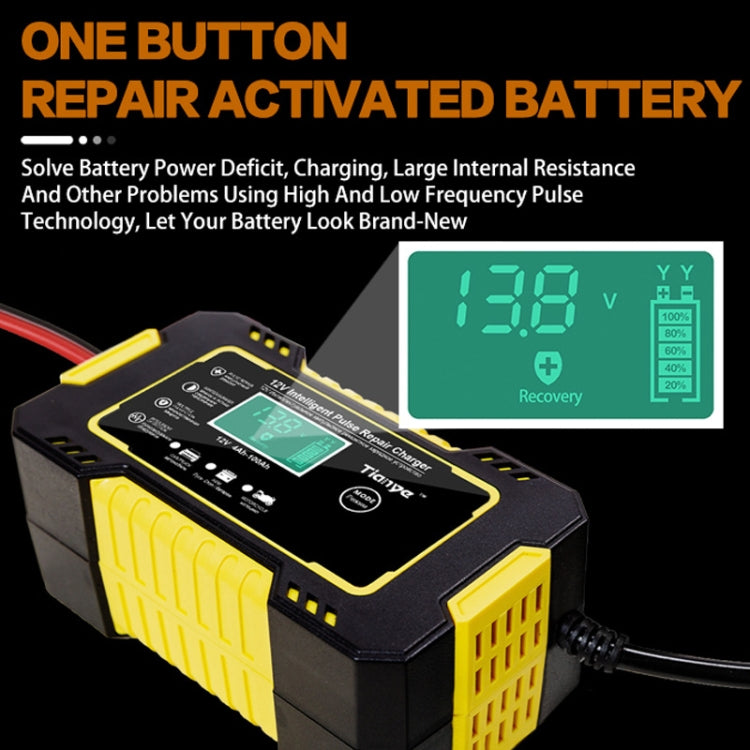 Motorcycle / Car Battery Smart Charger with LCD Creen, Plug Type:US Plug(Yellow) Eurekaonline