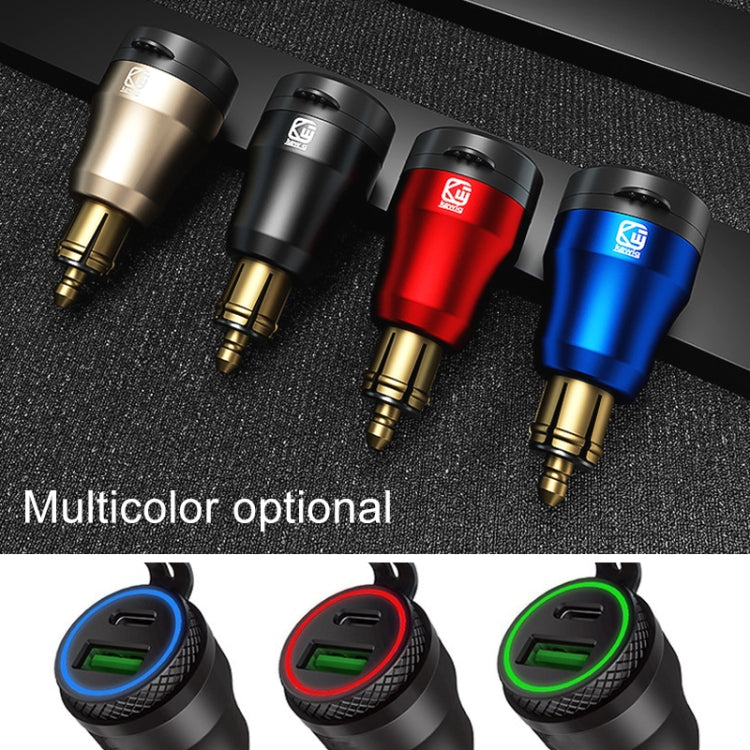 Motorcycle European-style Small-caliber Aluminum Alloy QC 3.0 + PD Fast Charge USB Charger, Shell Color:Red(Green Light) Eurekaonline