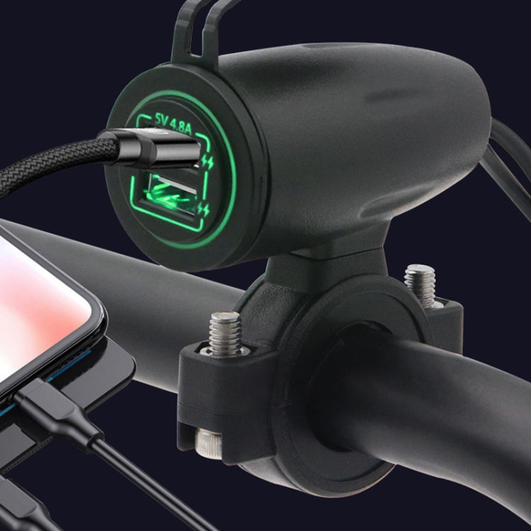 Motorcycle USB Charger with Waterproof  Cover Switch Control (Red Light) Eurekaonline