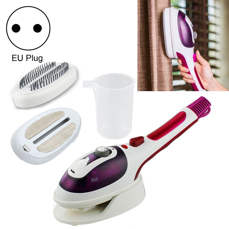 Multifunction Household Handheld Steamer Travel Portable Hand - Held Steam Hanging Hot Machine Ceramic Bottom with Flannelette Brush & Hair Brush & Measuring Cup,EU Plug(Purple) Eurekaonline