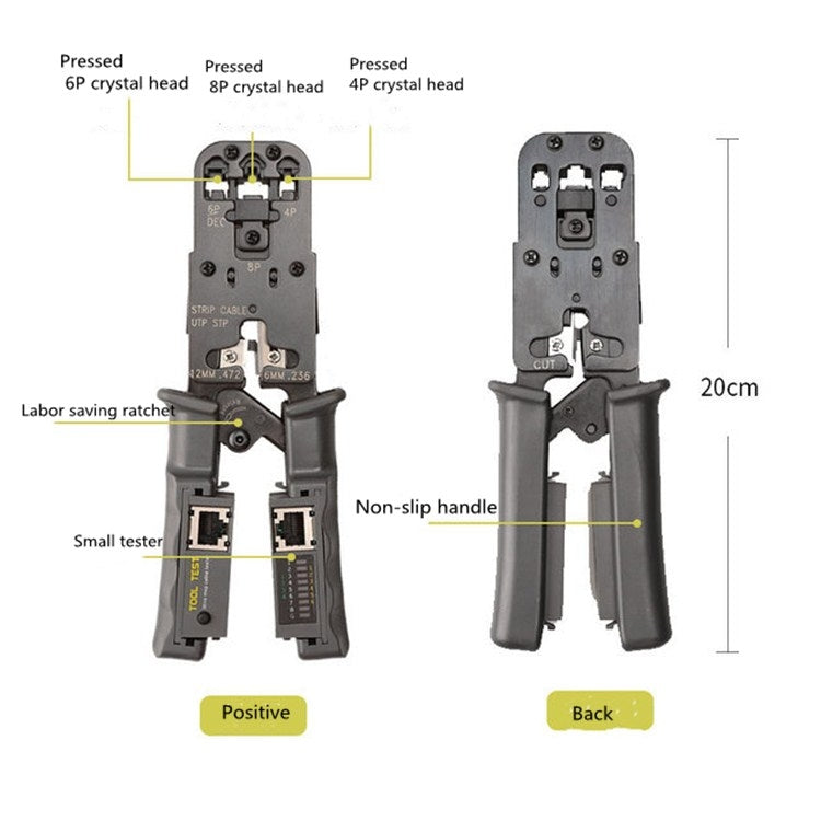 Multifunctional 4P8P6P Three-purpose Tester Ratchet Type Network Tool Squeeze Crimping Wire Network Pliers Eurekaonline