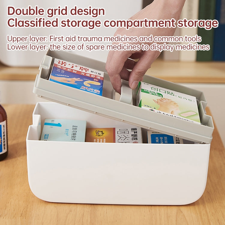 Multifunctional Household Dustproof Family Safety Emergency Storage Box Double-layer Medicine Case, Size:L(Coffee) Eurekaonline