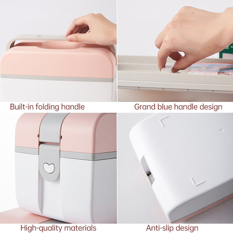 Multifunctional Household Dustproof Family Safety Emergency Storage Box Double-layer Medicine Case, Size:S(Pink) Eurekaonline