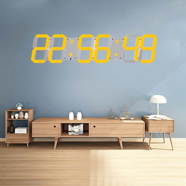 Multifunctional LED Wall Clock Creative Digital Clock US Plug, Style:Hollow Remote Control(Gold Font) Eurekaonline