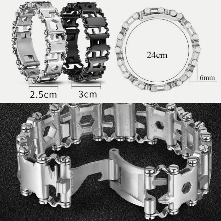 Multifunctional Stainless Steel Outdoor Survive Tool Bracelet for Men(Wide Black) Eurekaonline