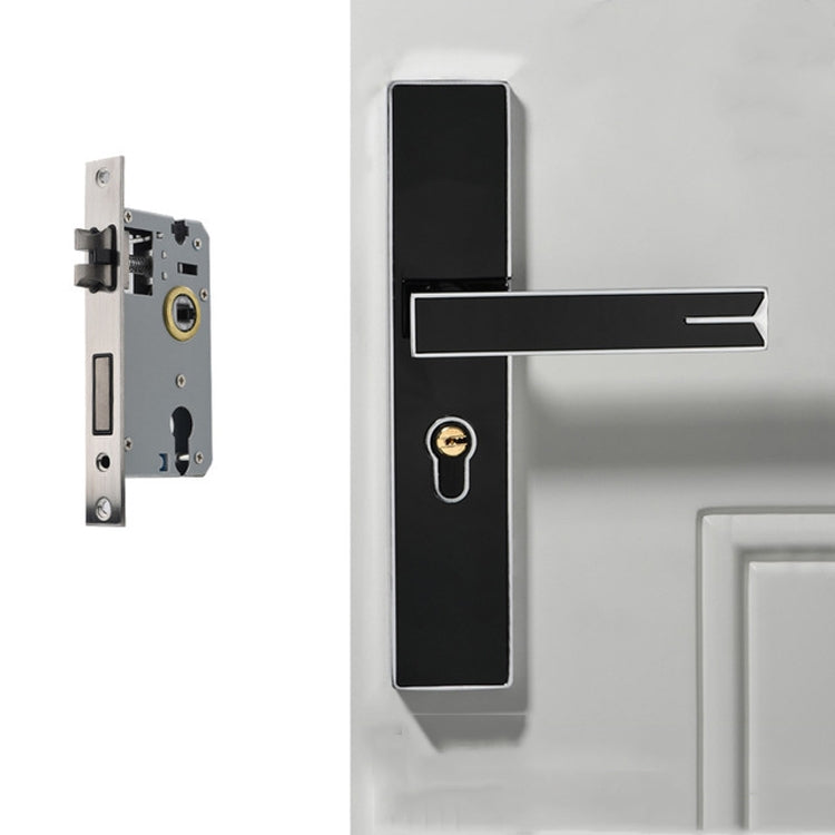 Mute Strong Magnetic Aluminum Alloy Interior Door Lock Door Bedroom Hardware Handle Lock, Color:Black Silver Large 50 Lock Body Eurekaonline