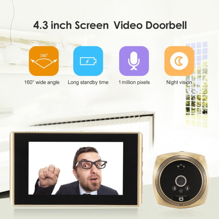 N6 2.0 Million Pixels 4.3 inch Screen Video Doorbell(Gold) Eurekaonline