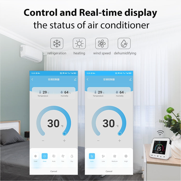 NEO NAS-RT01W WiFi Smart Color Screen Infrared Air Conditioner Controller Thermostat(White) Eurekaonline