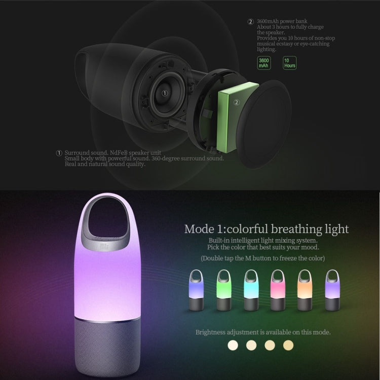 NILLKIN MC3 PRO Portable Wireless Bluetooth V4.2 Bottle Speaker with 3600mAh Power Bank & Colorful LED Light Eurekaonline