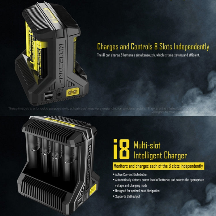 NITECORE 8-Slot High-Power Fast Lithium Battery Charger, Model: I8 Eurekaonline